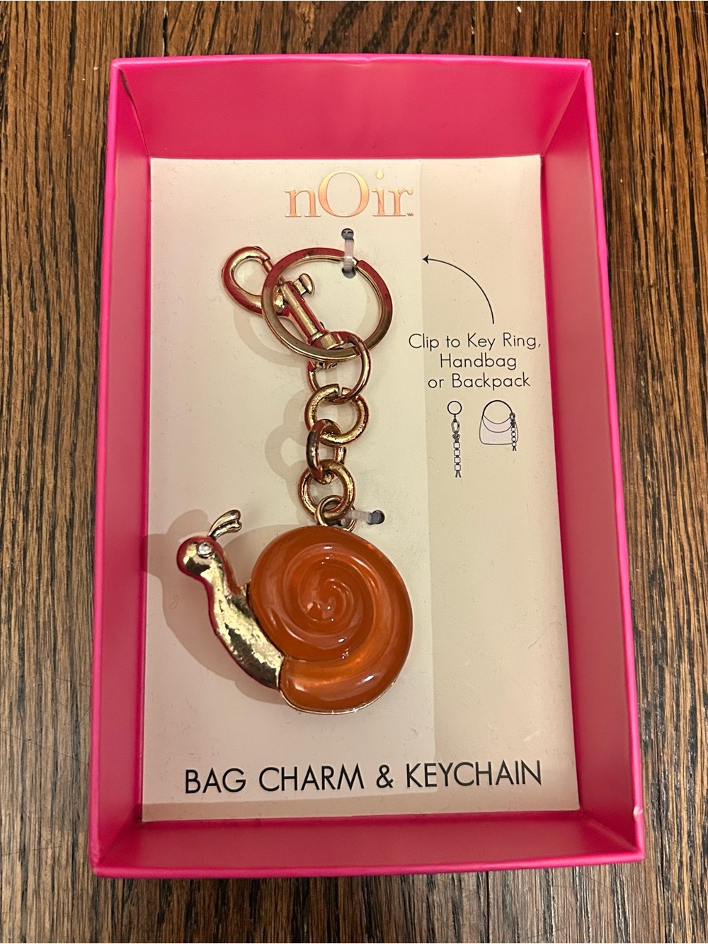 nOir Jewelry whimsical Cottagecore Snail Bag Charm & Key Ring NEW - Picture 3 of 3